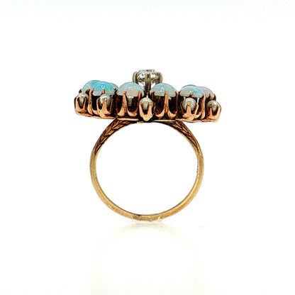 .40 Victorian Diamond Opal Pearl Cocktail Ring 14k