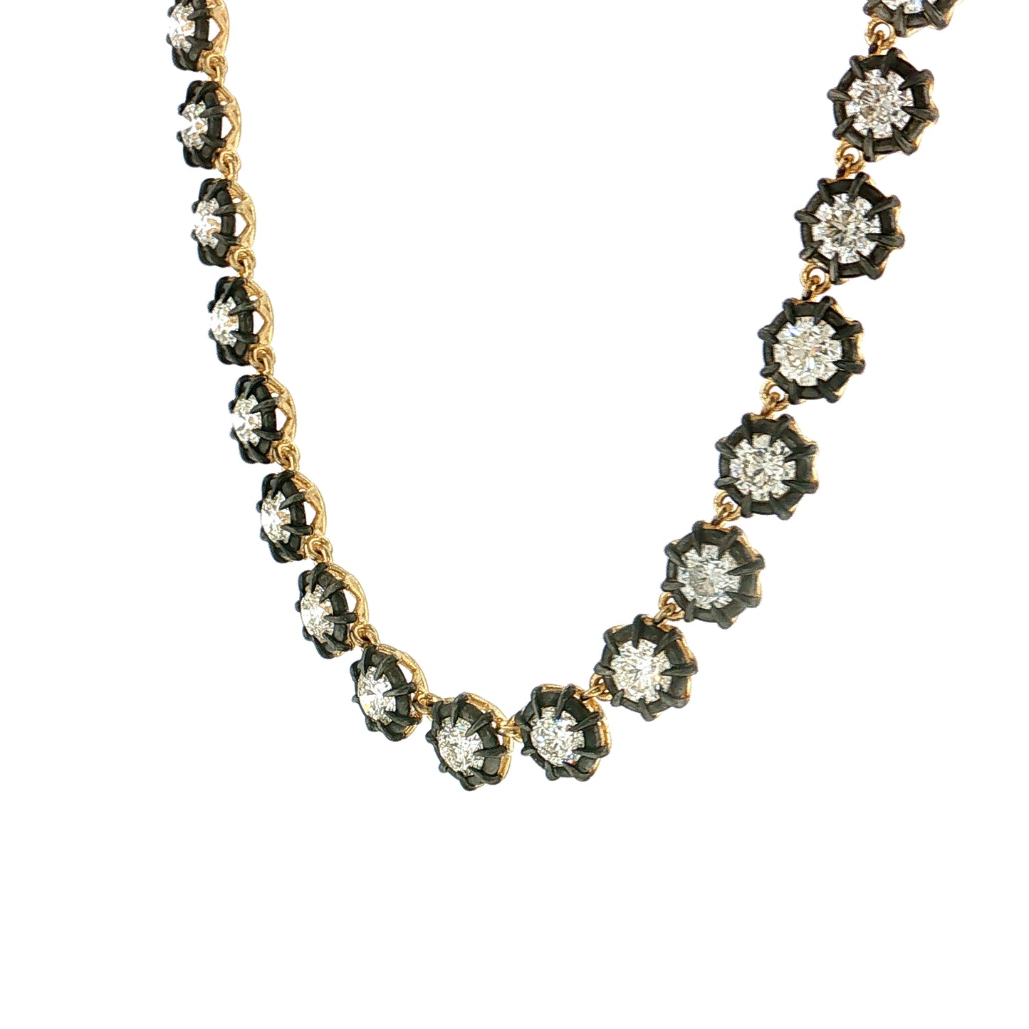 18.70 Diamond Tennis Necklace 18k & Sterling Silver
