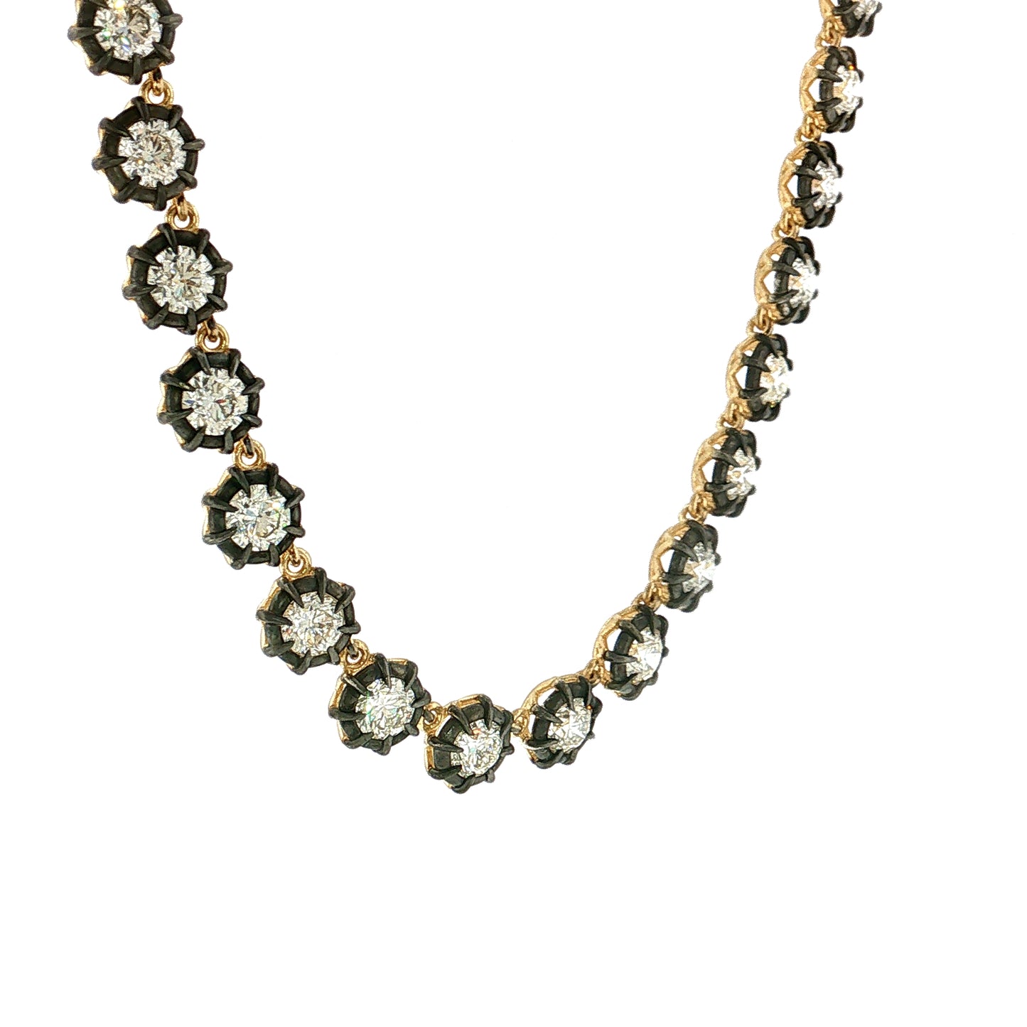 18.70 Diamond Tennis Necklace 18k & Sterling Silver
