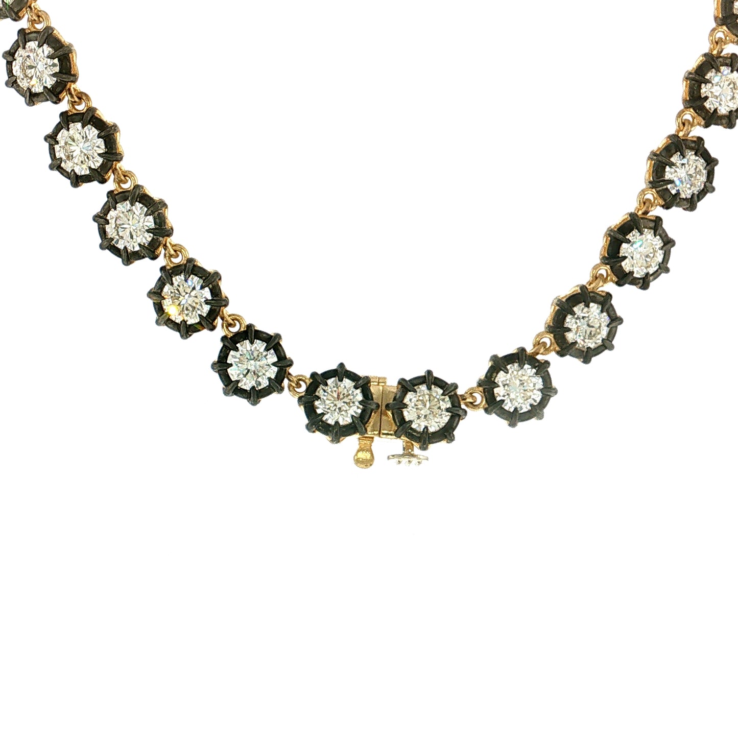 18.70 Diamond Tennis Necklace 18k & Sterling Silver