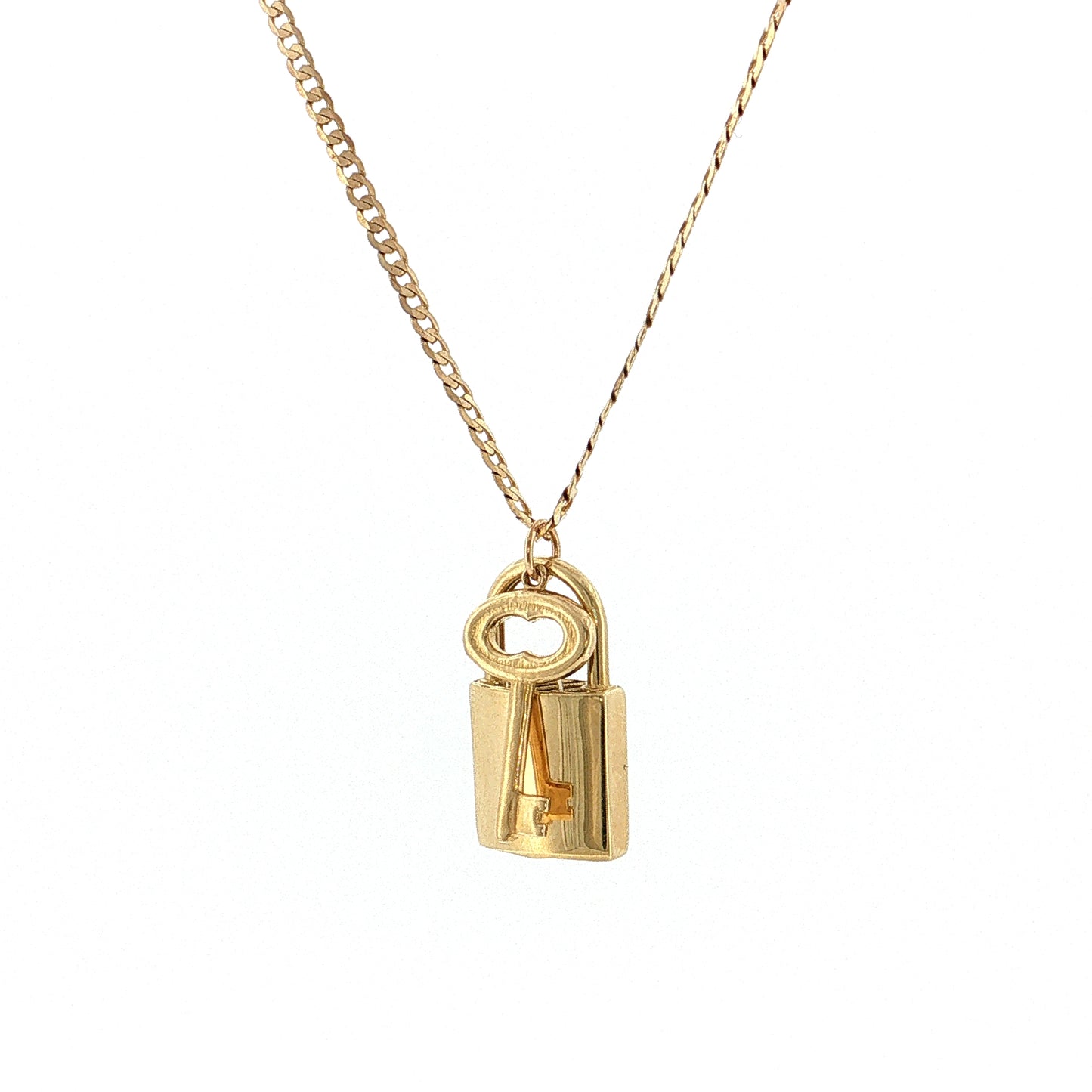 18" Padlock Pendant Necklace 14k Rose Gold