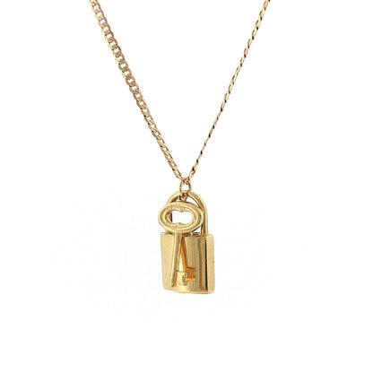 18" Padlock Pendant Necklace 14k Rose Gold