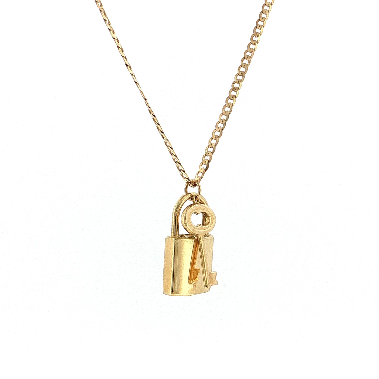 18" Padlock Pendant Necklace 14k Rose Gold