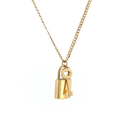 18" Padlock Pendant Necklace 14k Rose Gold