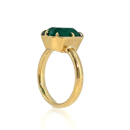 5.45 Cushion Cut Emerald Cocktail Ring in 18k