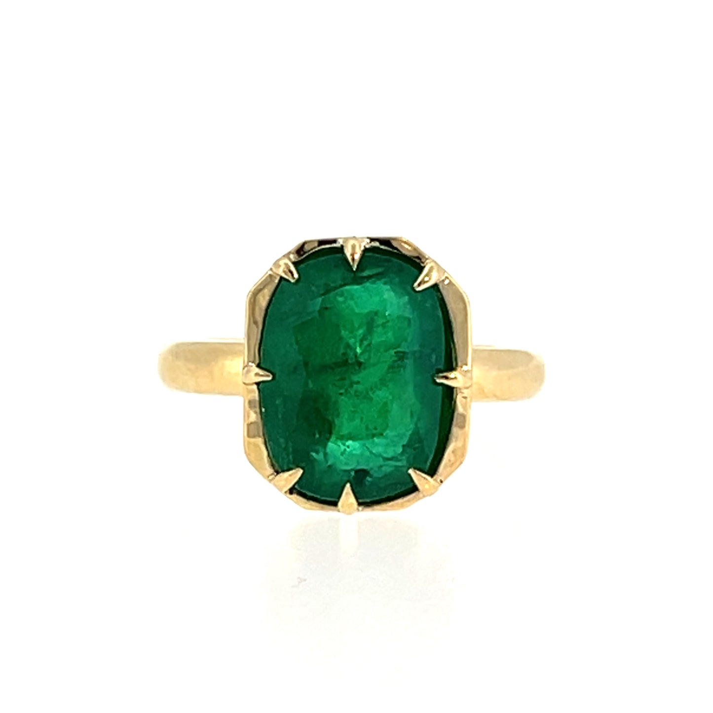 5.45 Cushion Cut Emerald Cocktail Ring in 18k