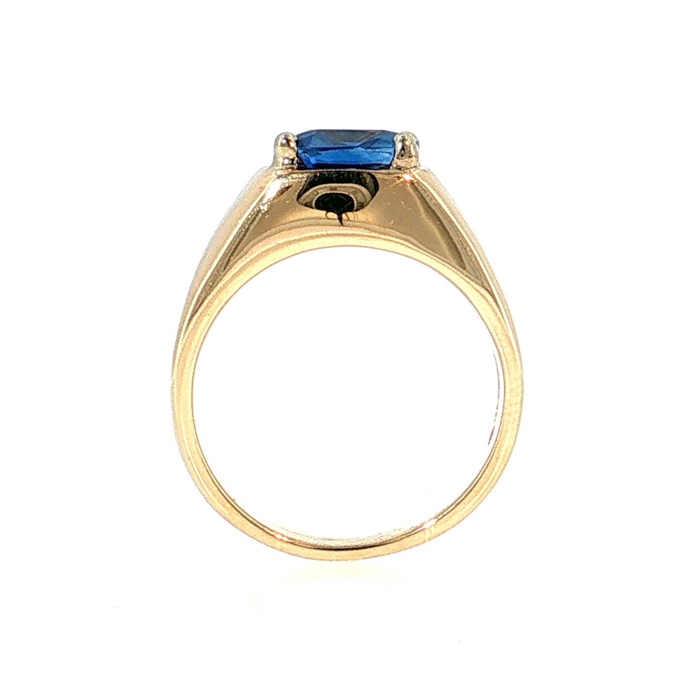 3.25 Cushion Blue Sapphire Solitaire Ring 14k