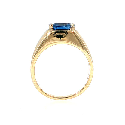 3.25 Cushion Blue Sapphire Solitaire Ring 14k
