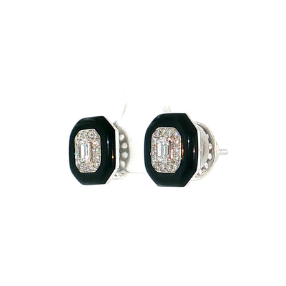 Nikos Coulis Emerald Cut Diamond Stud Earrings 18k