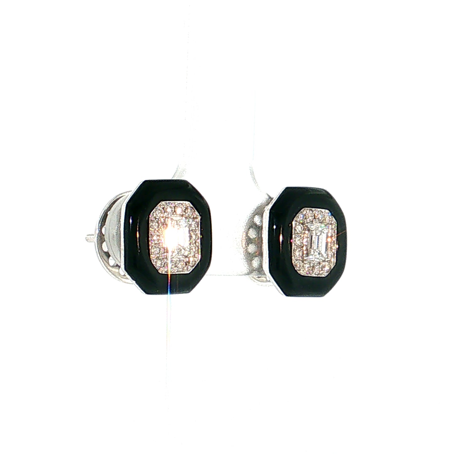 Nikos Coulis Emerald Cut Diamond Stud Earrings 18k