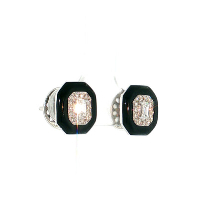Nikos Coulis Emerald Cut Diamond Stud Earrings 18k
