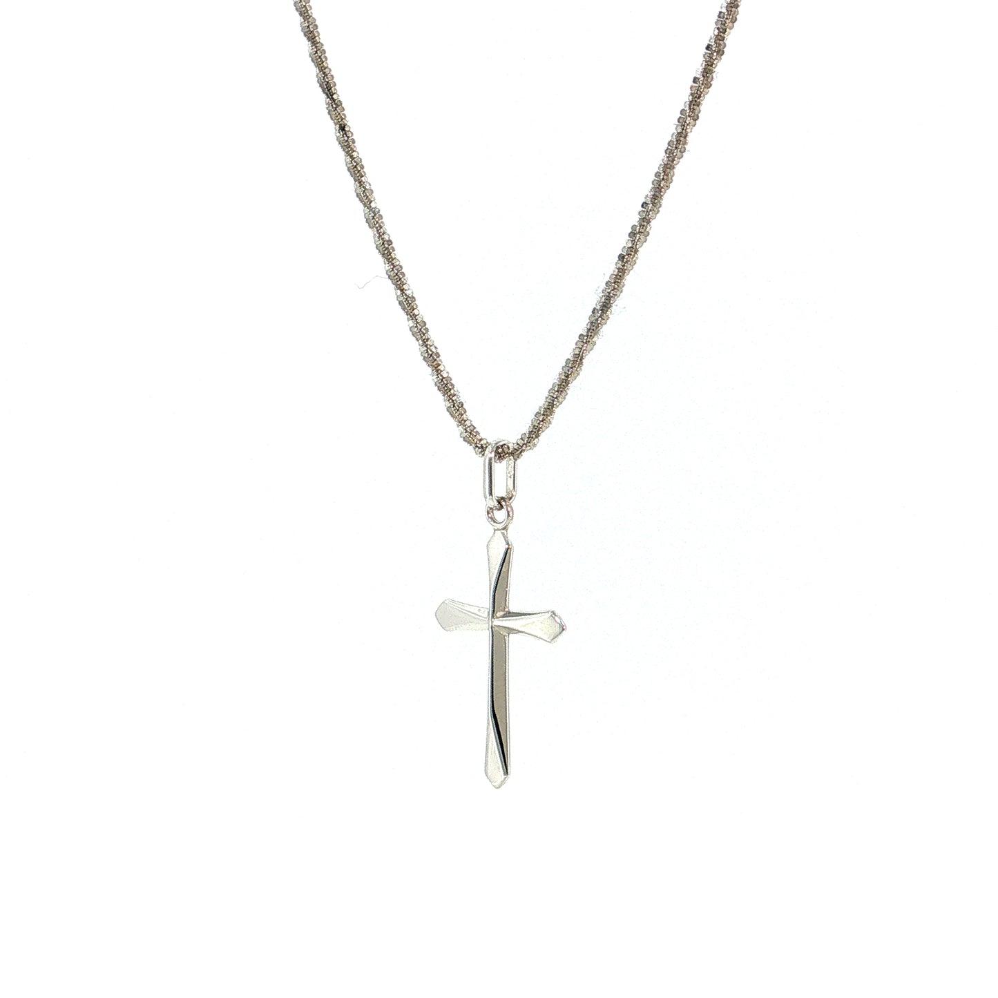 Cross Pendant Necklace 10k White Gold