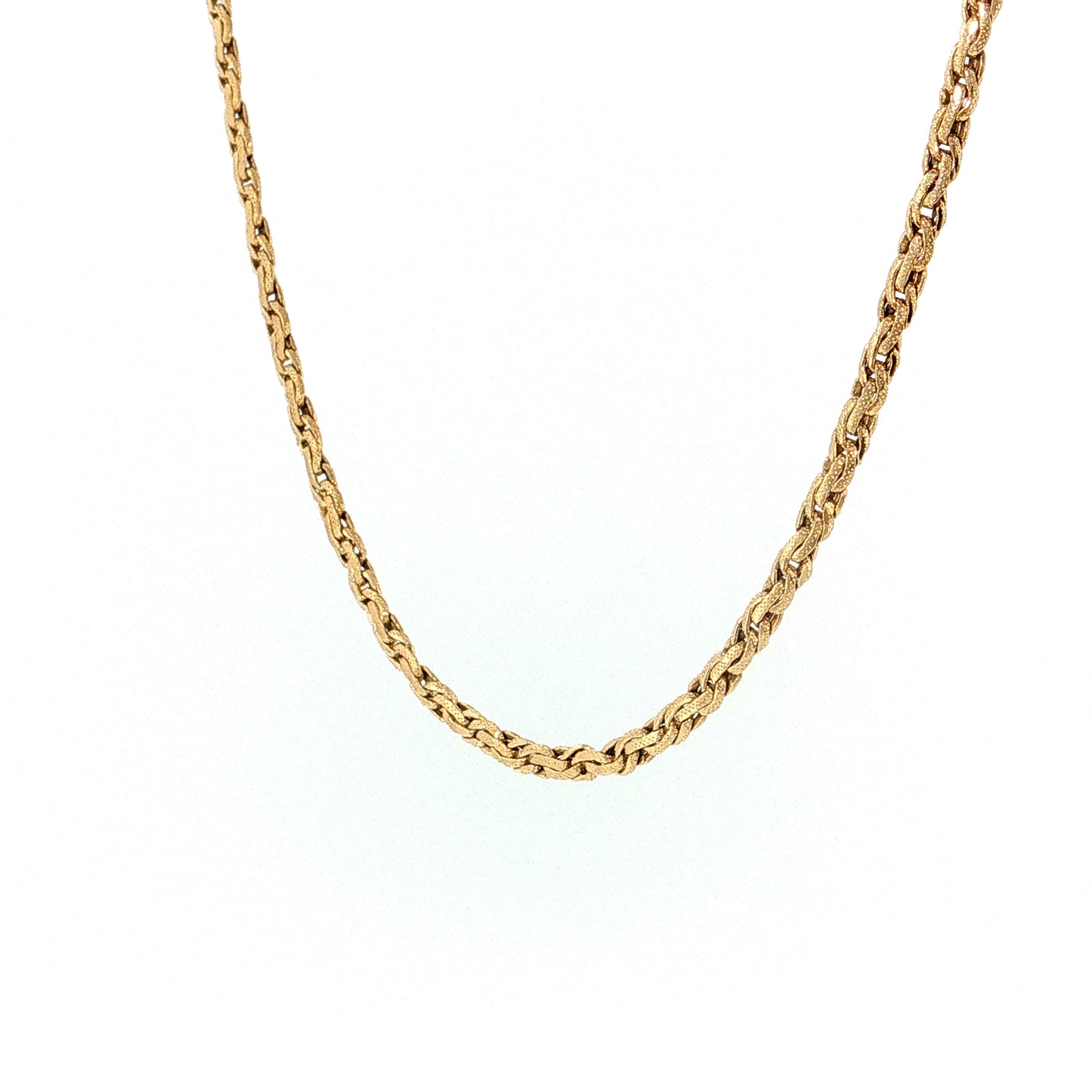 Woven Link Textured Chain Necklace 14k Yellow Gold