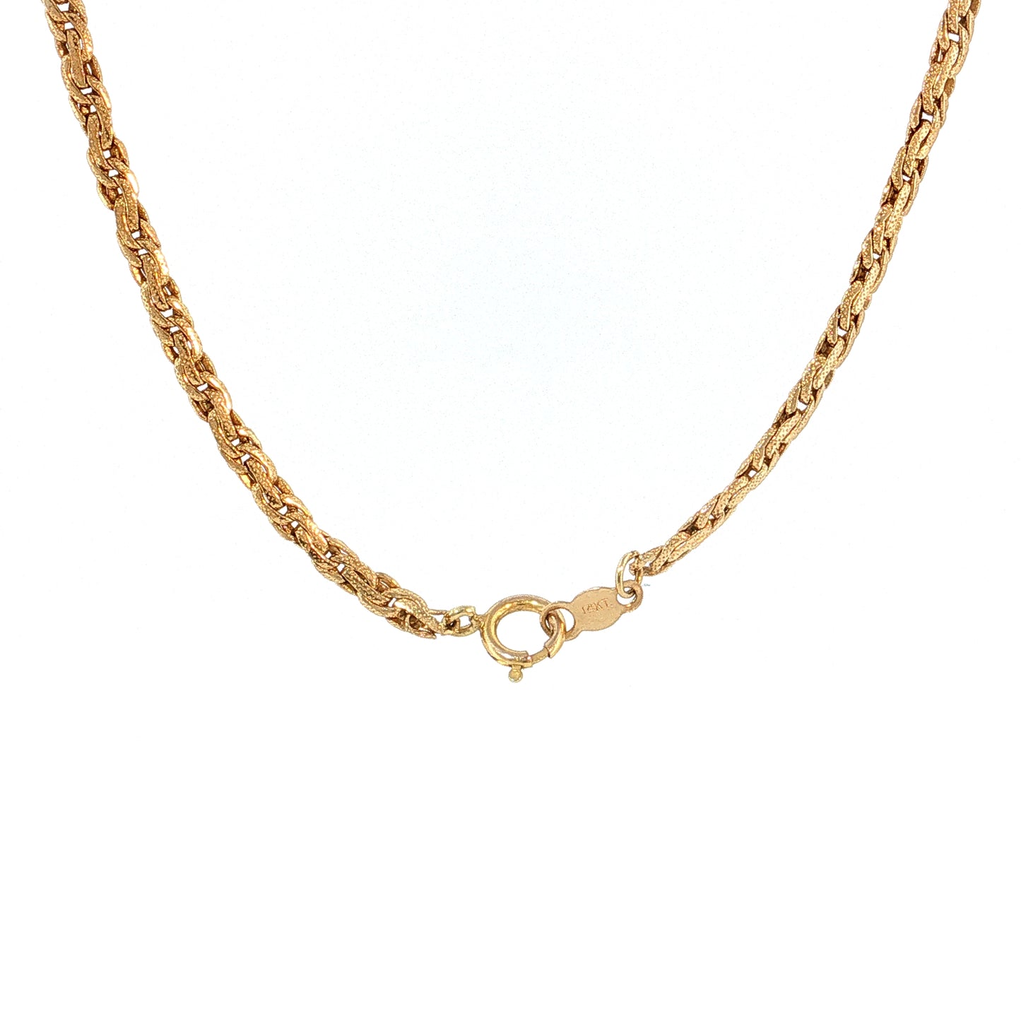 Woven Link Textured Chain Necklace 14k Yellow Gold