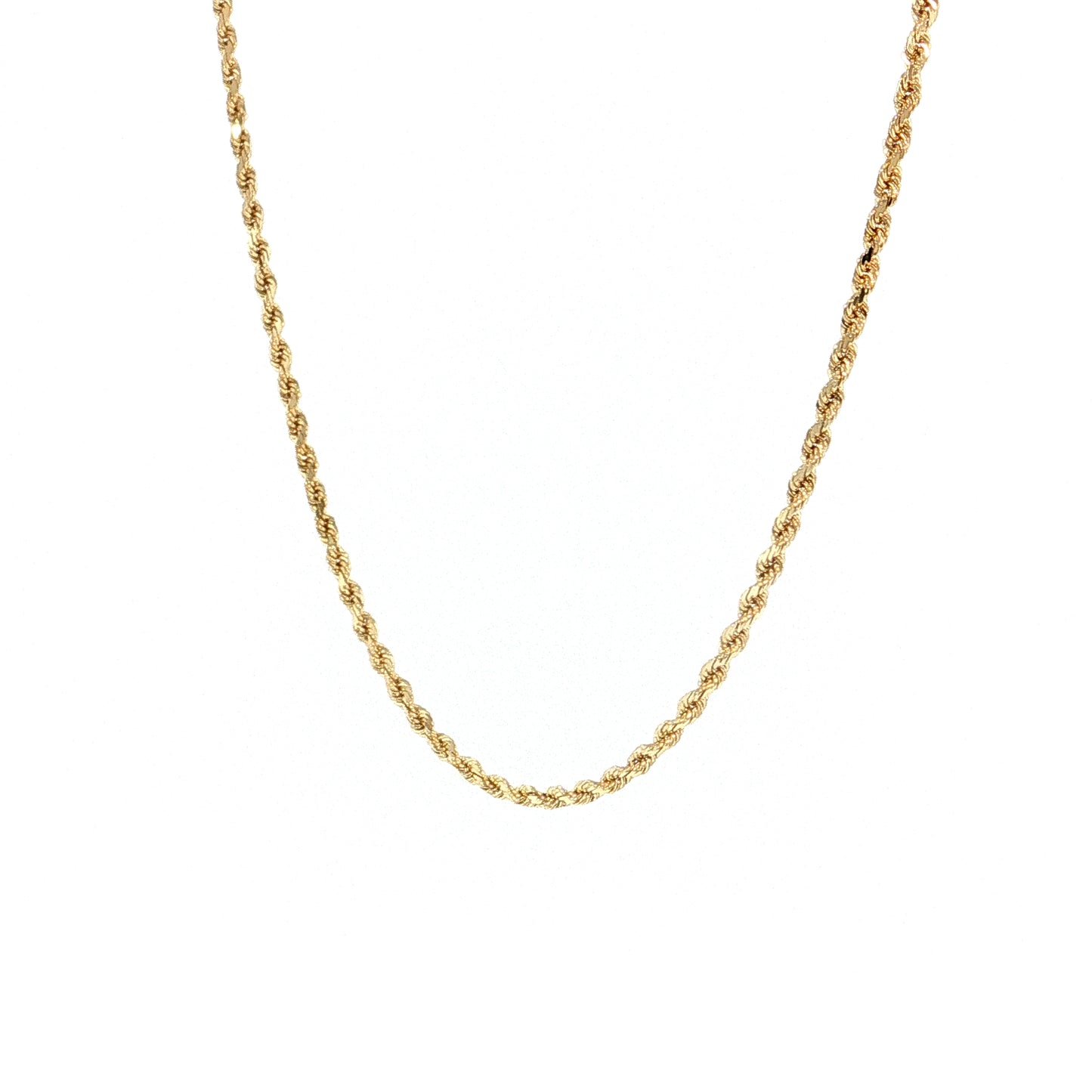 18" Diamond Cut Rope Chain Necklace 14k Yellow Gold