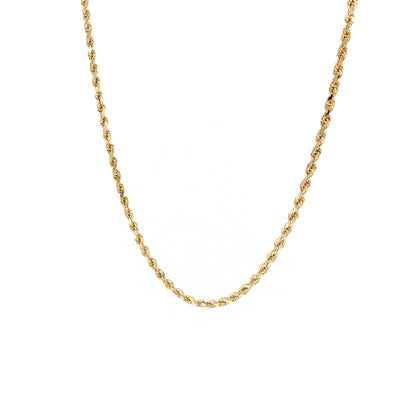 18" Diamond Cut Rope Chain Necklace 14k Yellow Gold