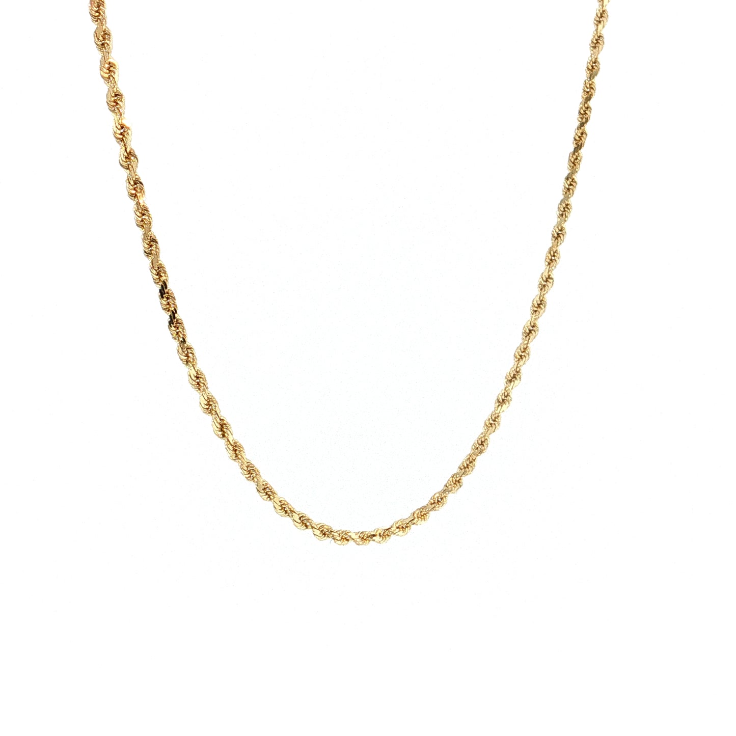 18" Diamond Cut Rope Chain Necklace 14k Yellow Gold