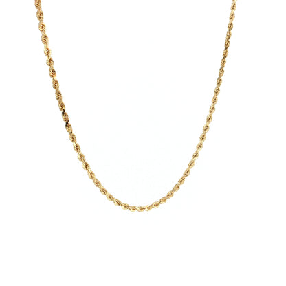 18" Diamond Cut Rope Chain Necklace 14k Yellow Gold