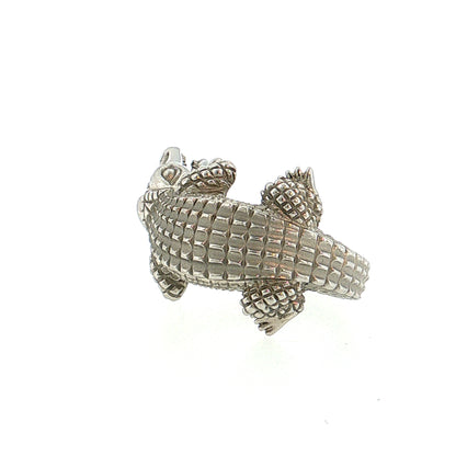 Coiled Alligator Cocktail Ring Platinum