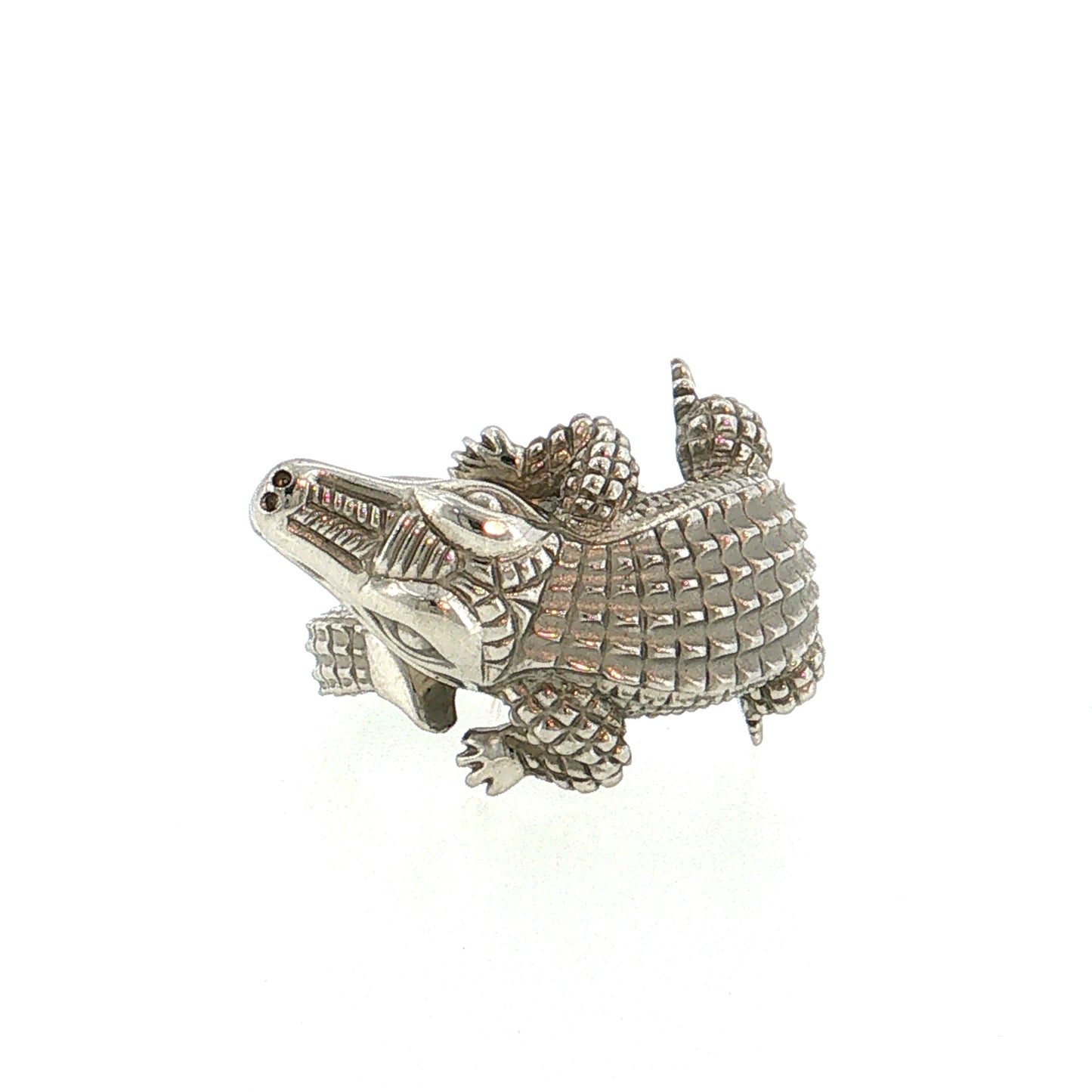 Coiled Alligator Cocktail Ring Platinum