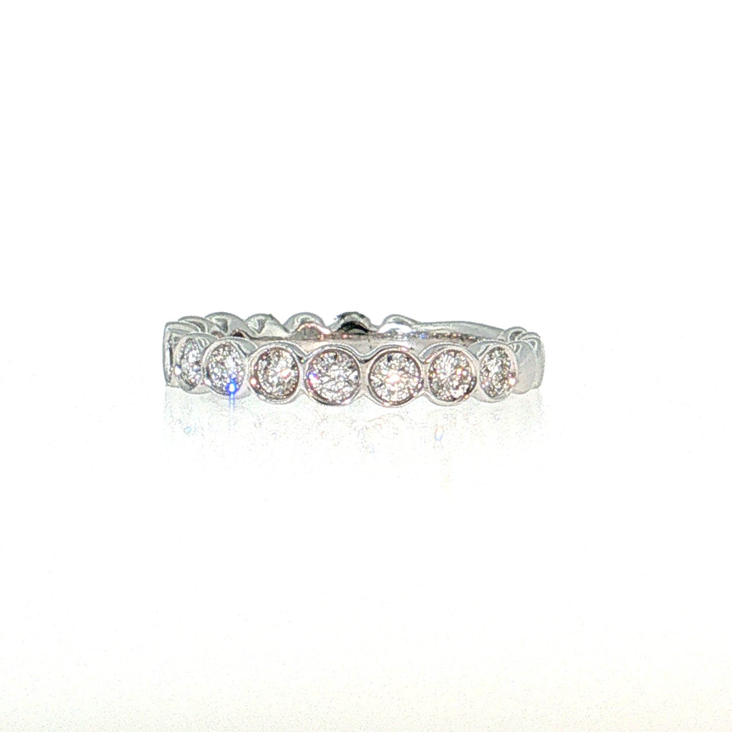 .69 Bezel Diamond Wedding Band 14k White Gold