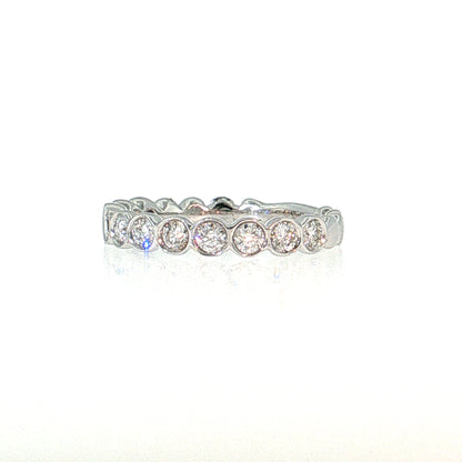 .69 Bezel Diamond Wedding Band 14k White Gold