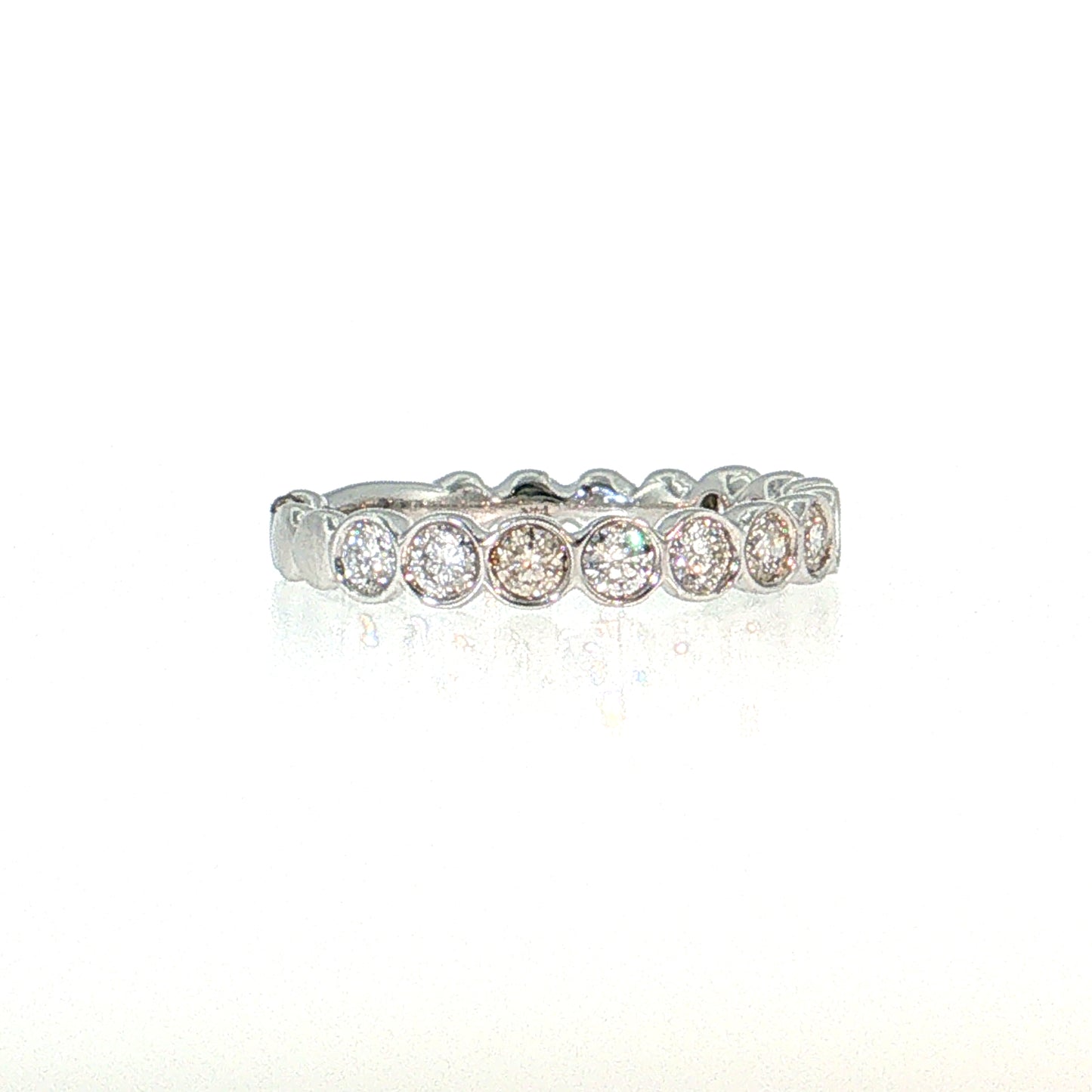 .69 Bezel Diamond Wedding Band 14k White Gold
