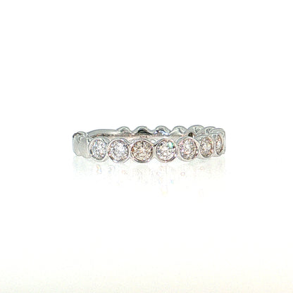 .69 Bezel Diamond Wedding Band 14k White Gold