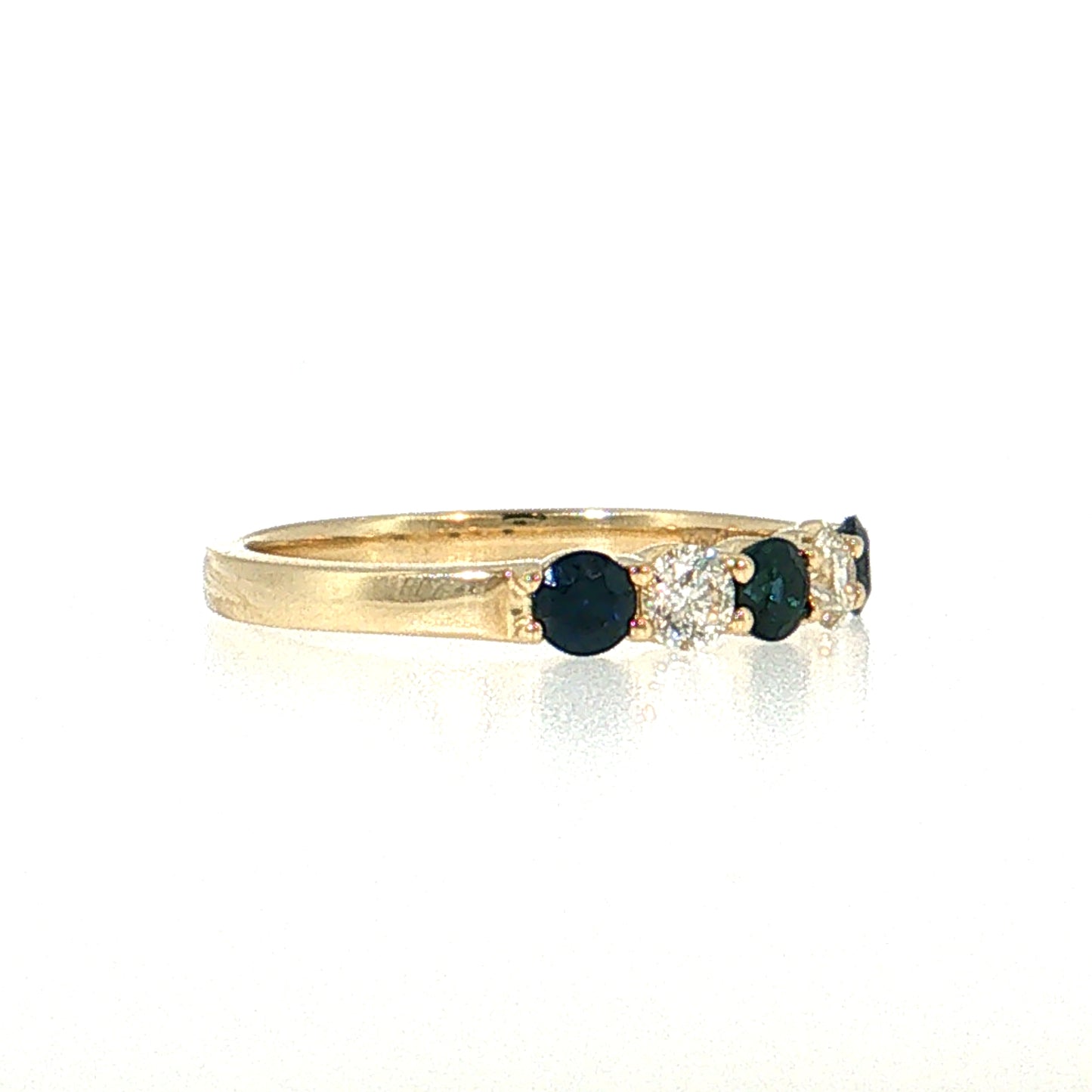 .53 Blue Sapphire & Diamond Five Stone Stacking Ring 14k