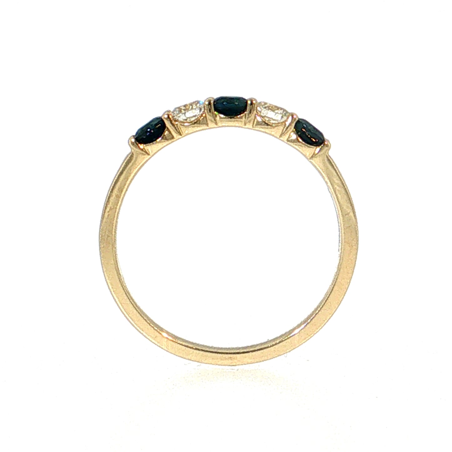 .53 Blue Sapphire & Diamond Five Stone Stacking Ring 14k