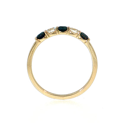 .53 Blue Sapphire & Diamond Five Stone Stacking Ring 14k