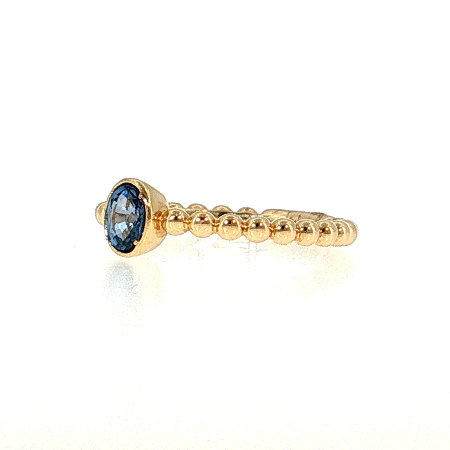 .50 Oval Cut Blue Sapphire Stacking Ring 14k