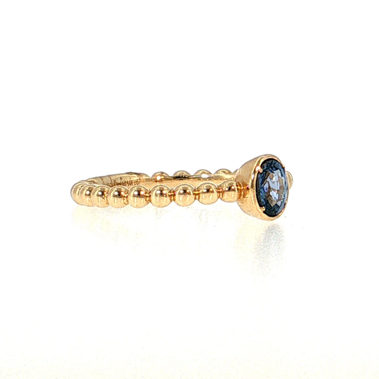 .50 Oval Cut Blue Sapphire Stacking Ring 14k