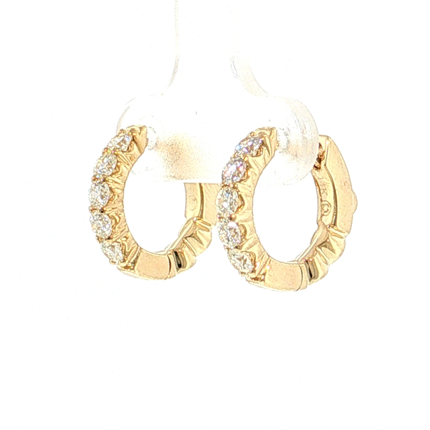 Diamond Huggie Hoop Earrings 14k Yellow Gold