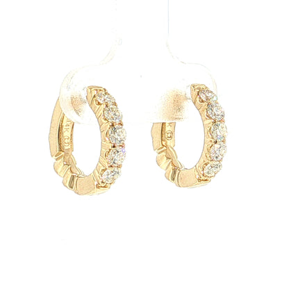 Diamond Huggie Hoop Earrings 14k Yellow Gold