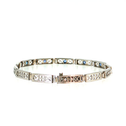 .55 Antique Art Deco Sapphire Bracelet 14k White Gold
