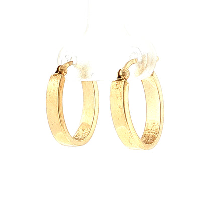 Oval Huggie Hoop Earrings 14k Yellow Gold