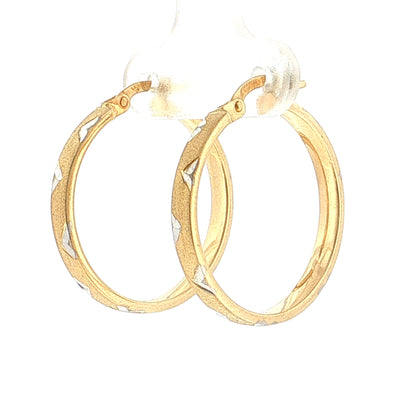 Two-Tone Triangle Hoop Earrings 14k Gold