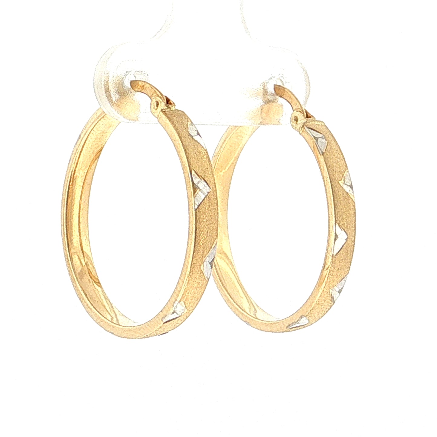 Two-Tone Triangle Hoop Earrings 14k Gold