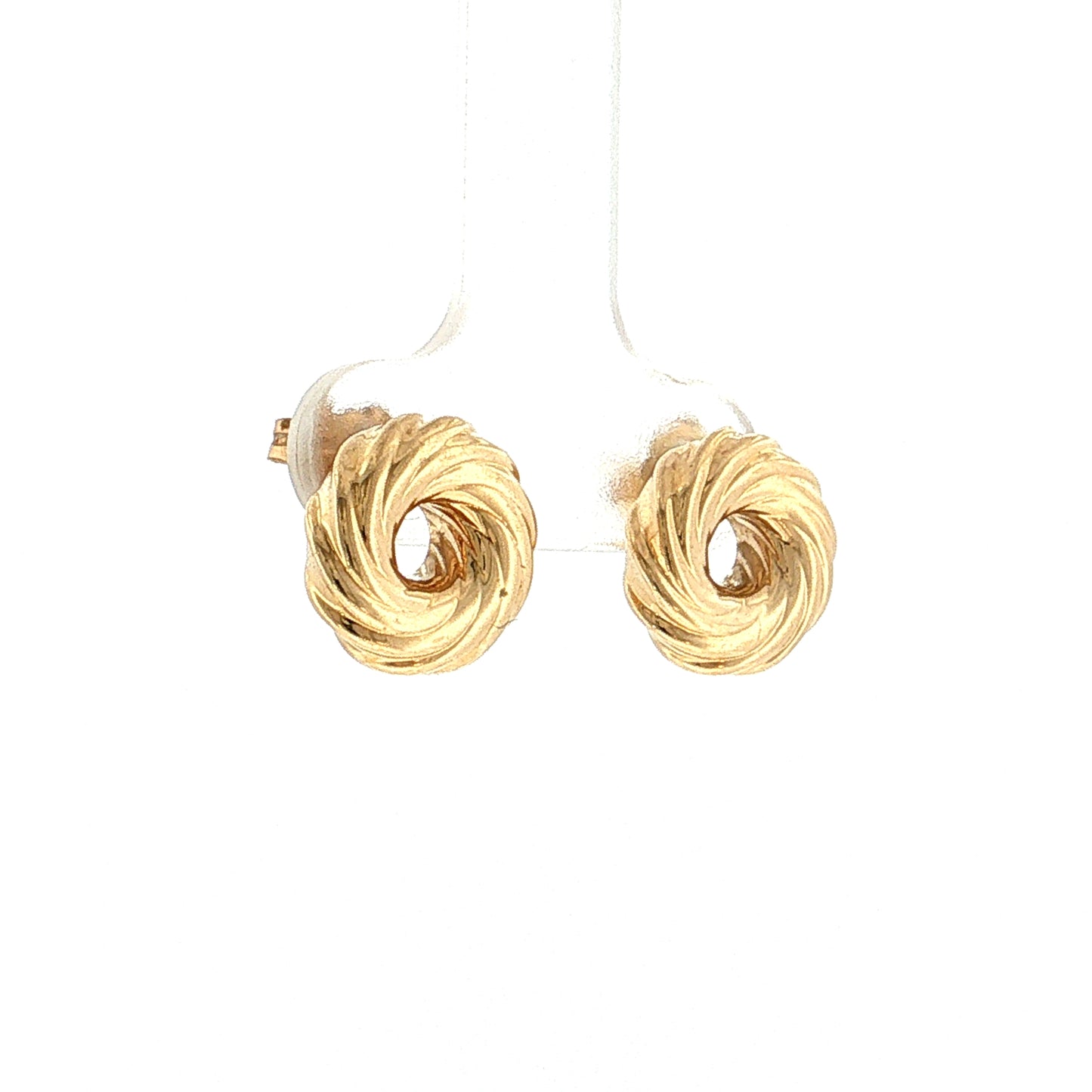 Spiral Circle Stud Earrings 14k Yellow Gold