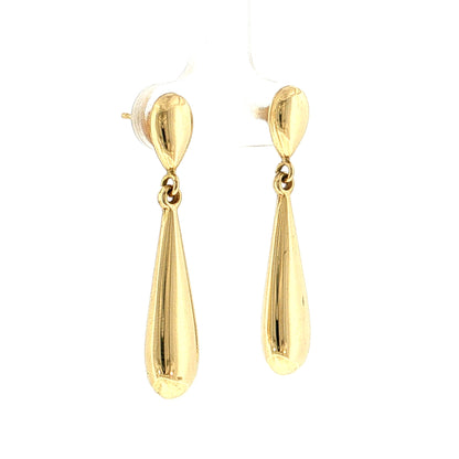 Teardrop Drop Earrings 14k Yellow Gold