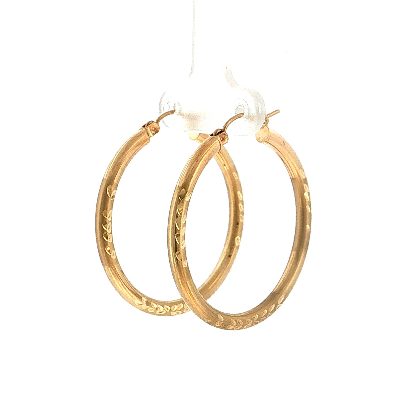 Diamond Cut Hoop Earrings 14k Yellow Gold