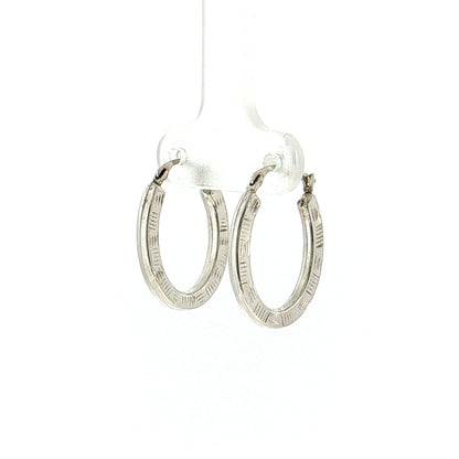 Oval Hoop Earrings 14k White Gold