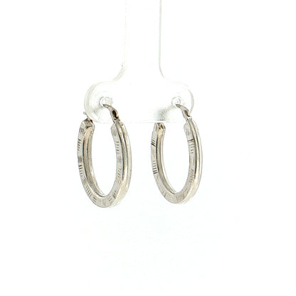Oval Hoop Earrings 14k White Gold