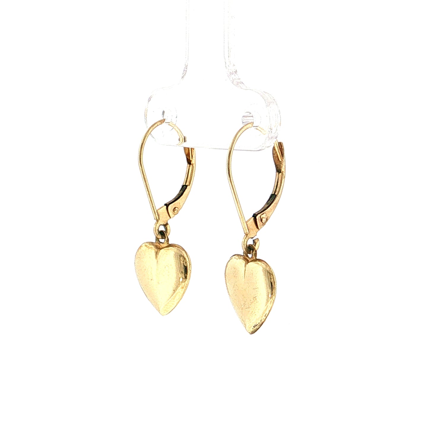 Puffy Heart Drop Earrings 14k Yellow Gold
