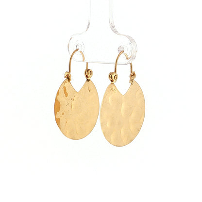 Hammered Disc Drop Earrings 14k Yellow Gold