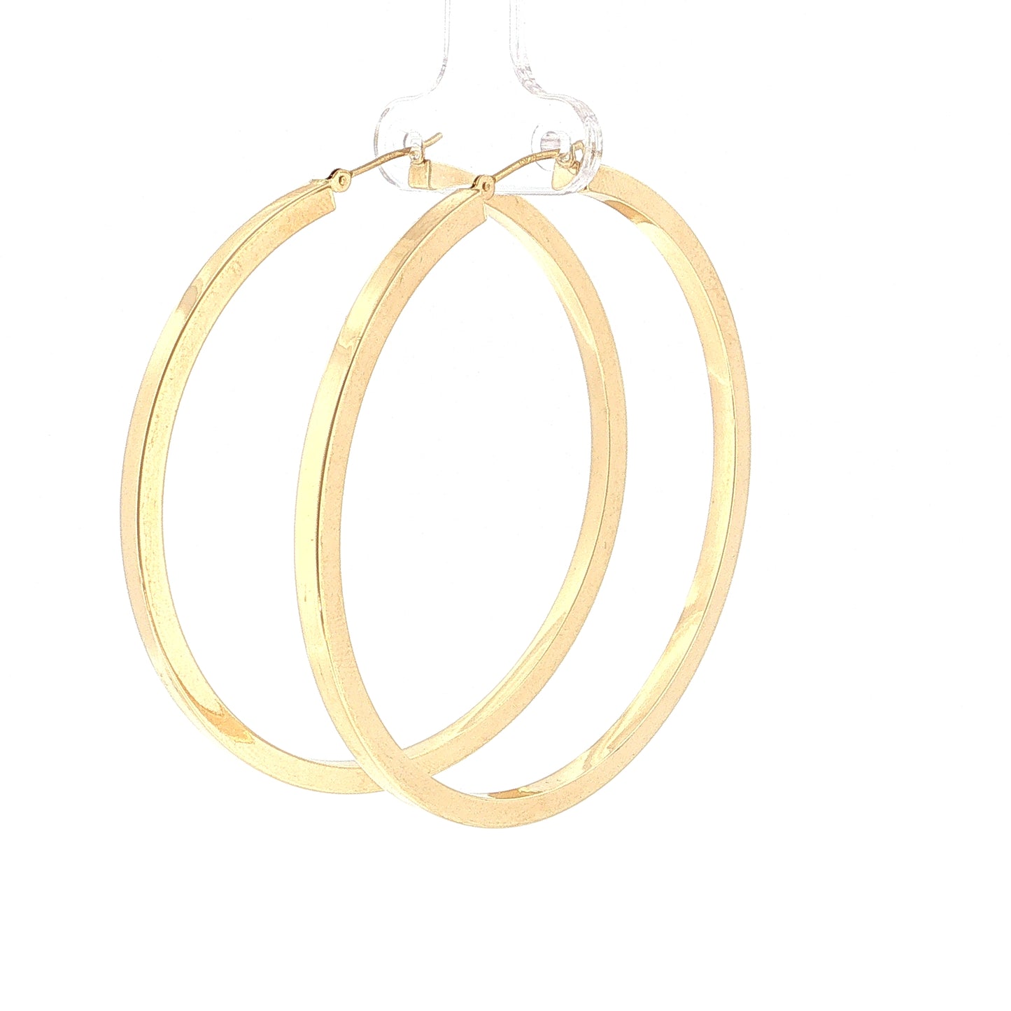 Thin Flat Edge Hoop Earrings 10k Yellow Gold