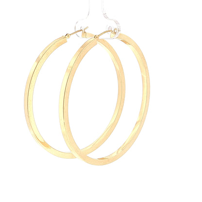 Thin Flat Edge Hoop Earrings 10k Yellow Gold