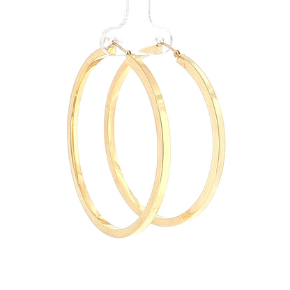 Thin Flat Edge Hoop Earrings 10k Yellow Gold
