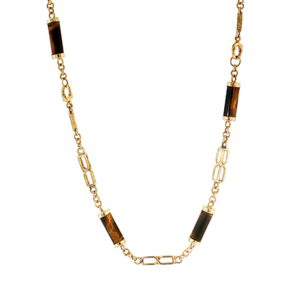 Vintage Mid-Century Tiger's Eye Necklace & Bracelet 14k